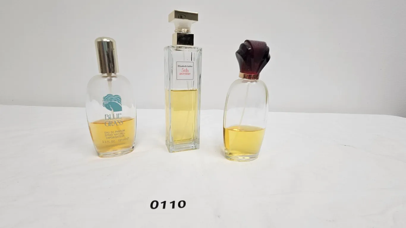 Elizabeth Arden Blue Grass, 5th Avenue, and Design Perfume Bottles