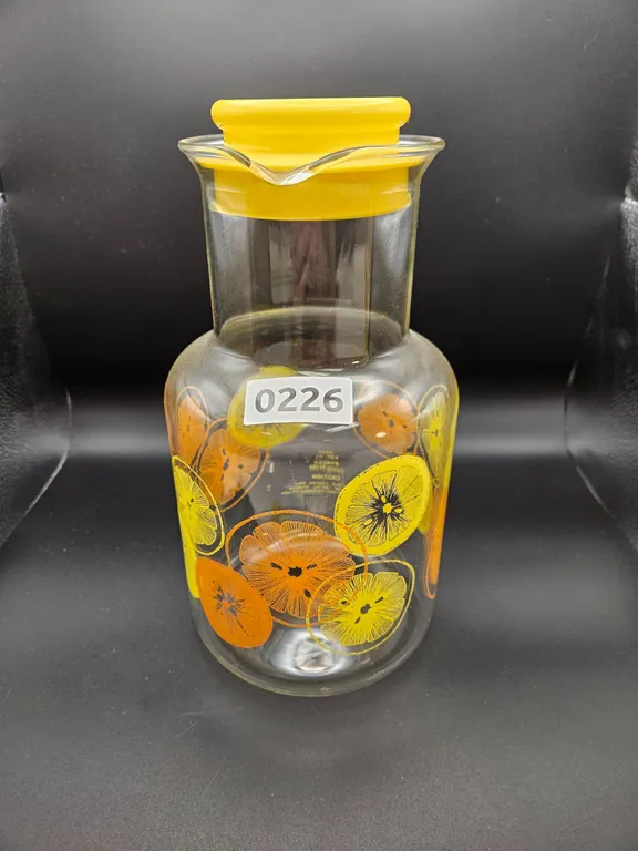 Vintage Pyrex Glass Carafe with Citrus Design