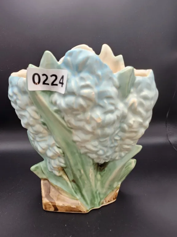 Vintage Ceramic Blue Flower Planter
