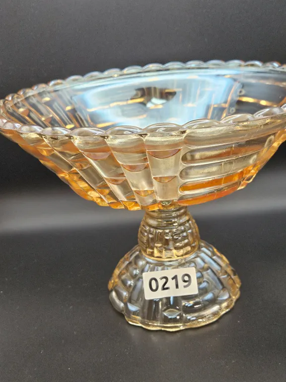 Amber Carnival Glass Pedestal Bowl