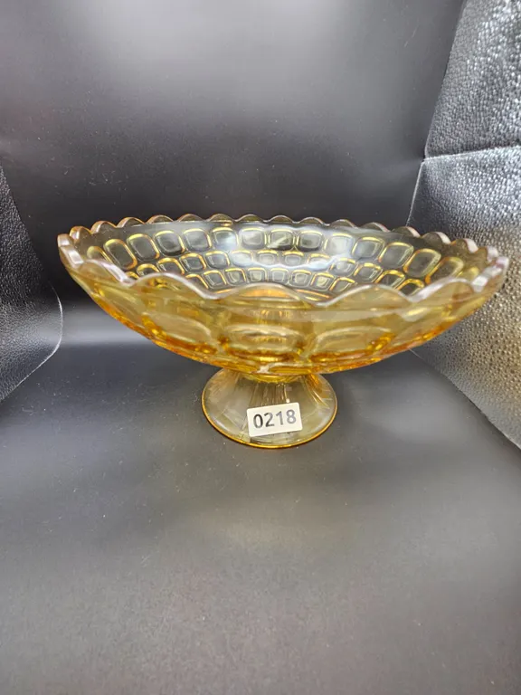 Amber Depression Glass Compote