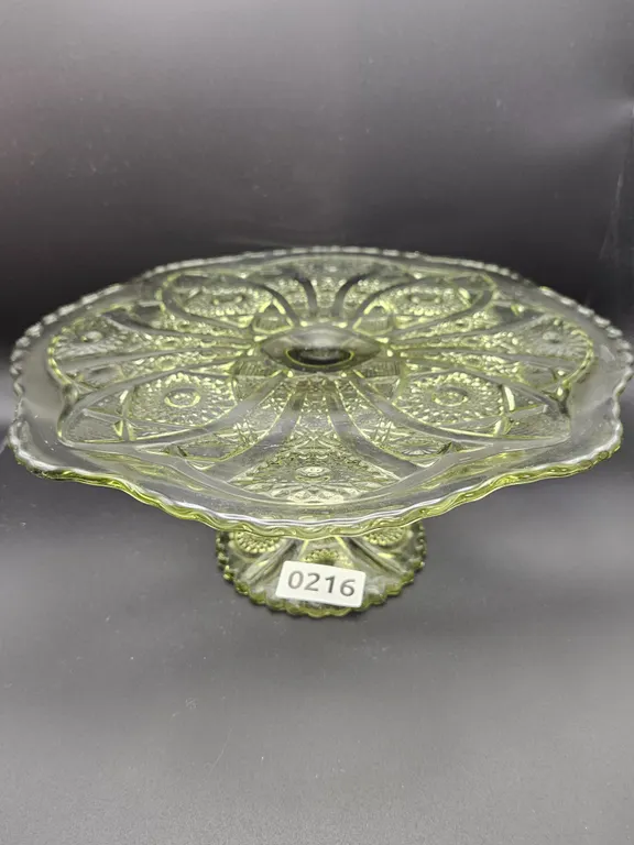 Green Depression Glass Cake Stand
