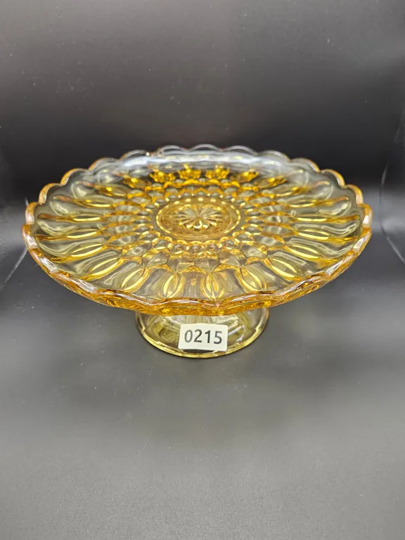 Amber Depression Glass Cake Stand