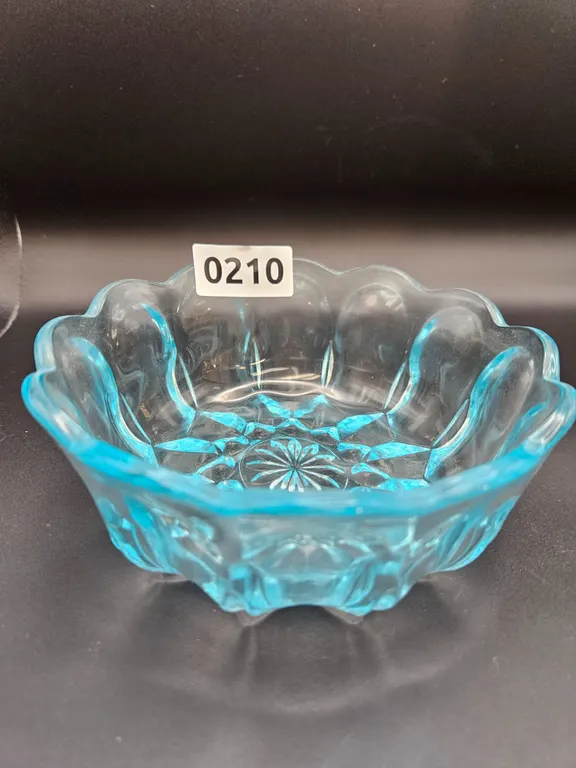Blue Scalloped Glass Bowl