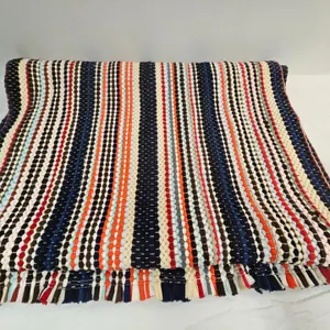 Woven Multi-Color Striped Rag Rug Runner
