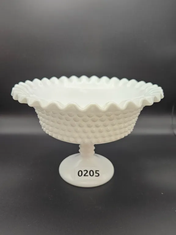 Milk Glass Hobnail Footed Bowl