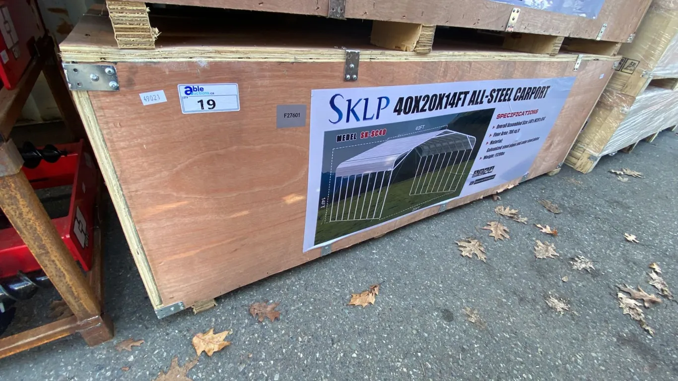 SKLP SK-SC40, 40' X 20' X 14'H HEAVY DUTY ALL STEEL CARPORT *IN CRATE*