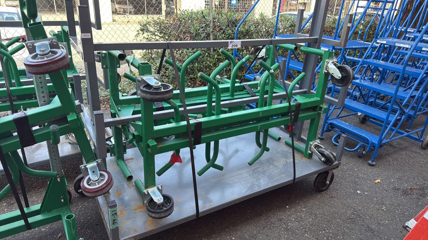 GREY METAL MOBILE STACK RACK OF 2 GREENLEE 668 CONDUIT AND PIPE RACKS