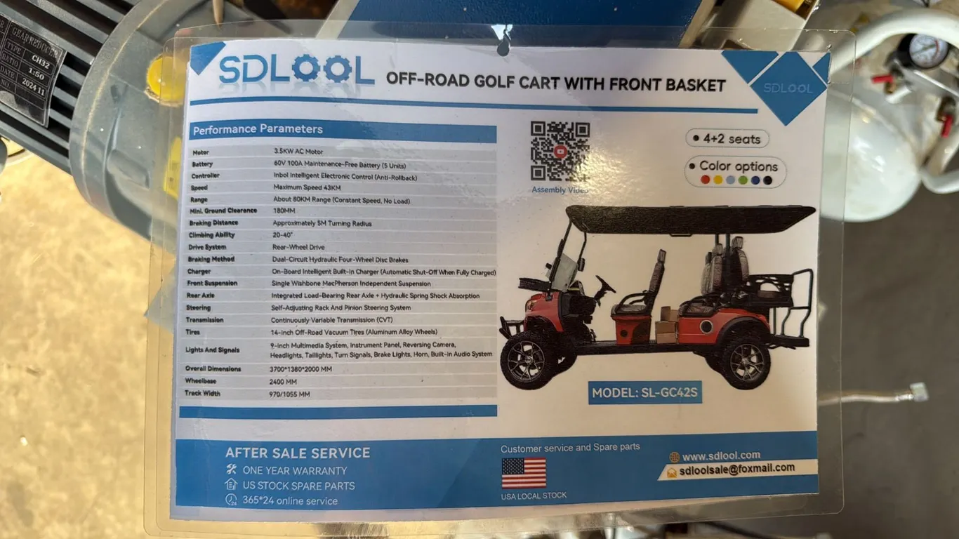 SDLOOL OFF-ROAD 4+2 SEATS ELECTRIC GOLF CART WITH FRONT BASKET