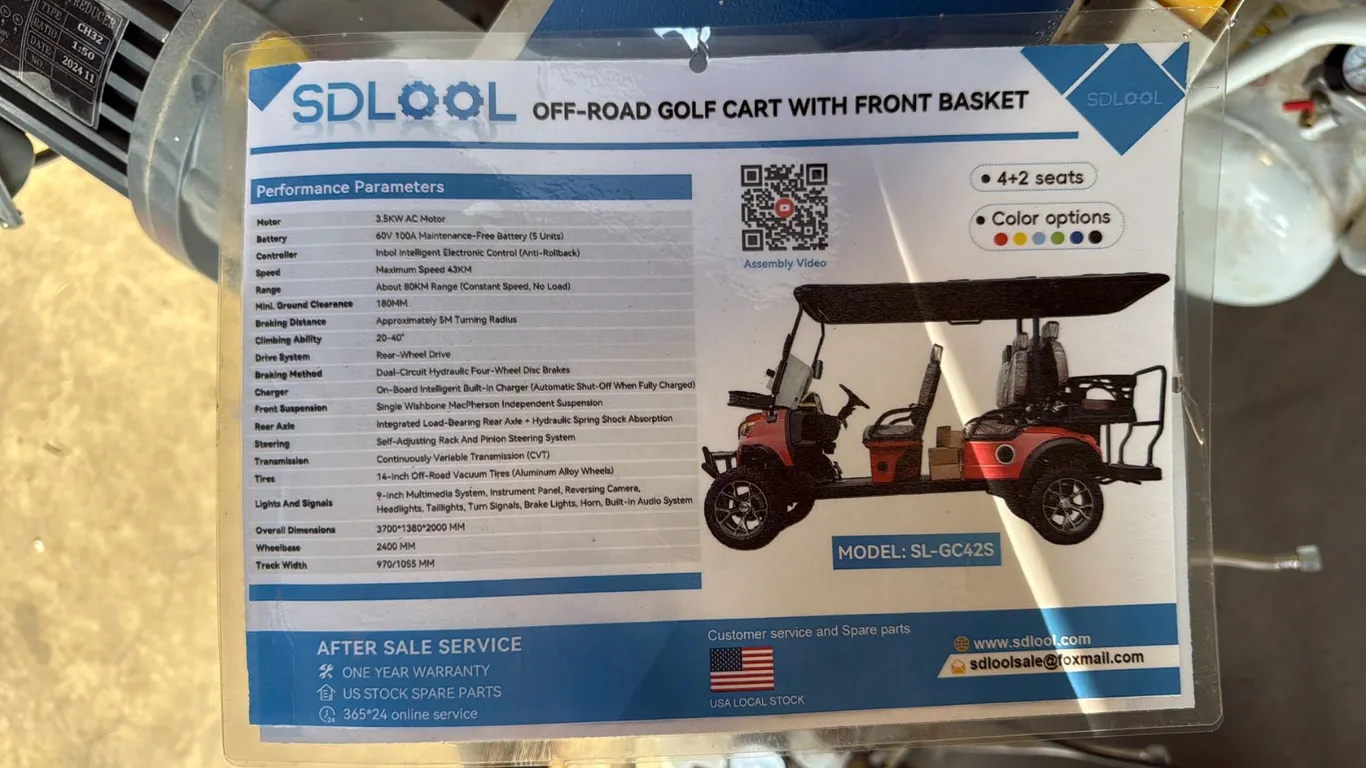 SDLOOL OFF-ROAD 4+2 SEATS ELECTRIC GOLF CART WITH FRONT BASKET