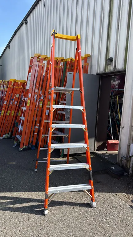 ALLRIGHT HEAVY DUTY 6' ORANGE CARBON FIBER INDUSTRIAL PLATFORM LADDER