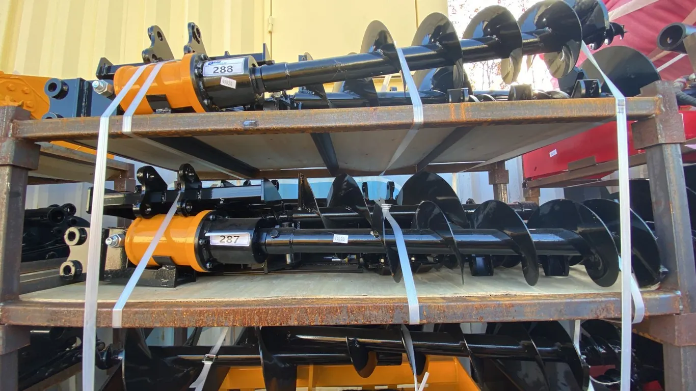 GIYI C-10 MINI EXCAVATOR ATTACHMENT SET- 2 BUCKETS, GRABBER, RAKE, RIPPER, QUICK CONNECT, AUGER &
