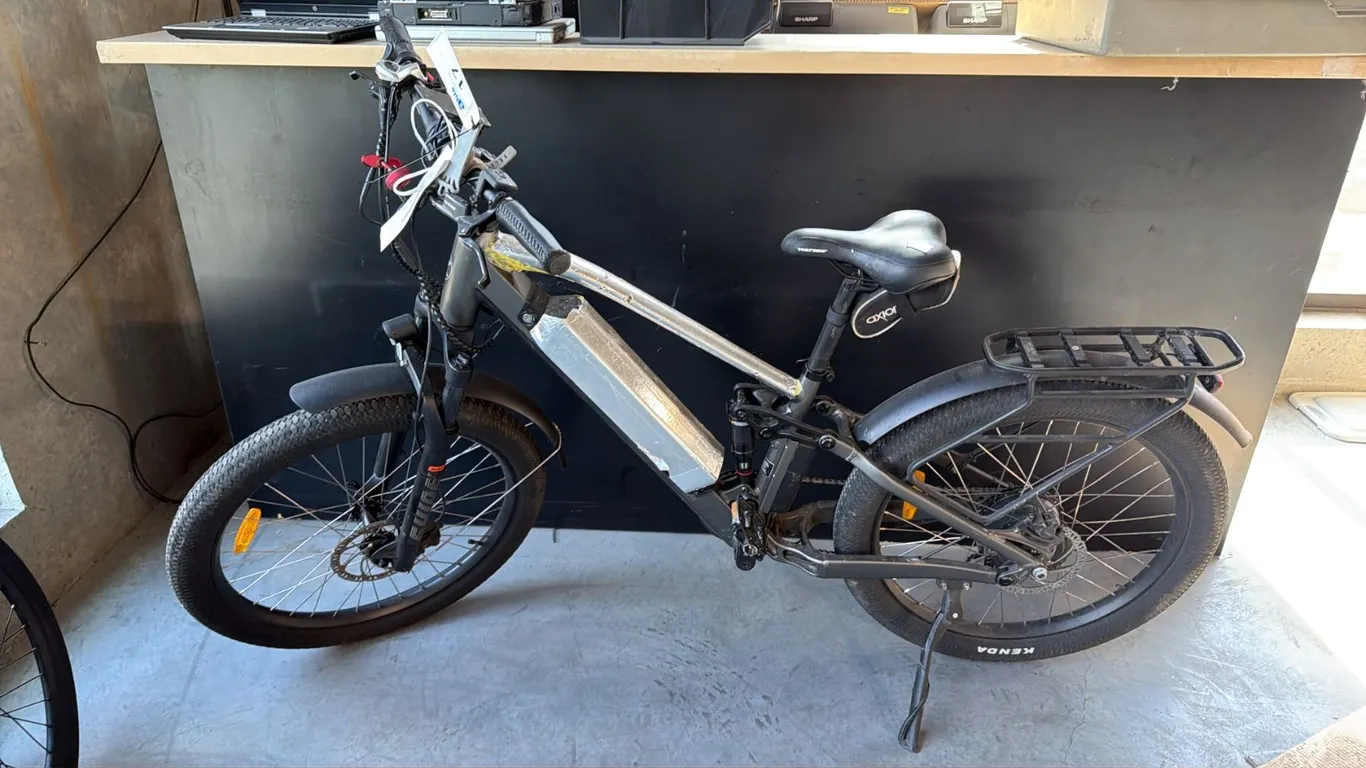 GREY/SILVER PREMIUM 500W BAFANG FULL SUSPENSION 7-SPEED E-BIKE - NO BATTERY/KEY
