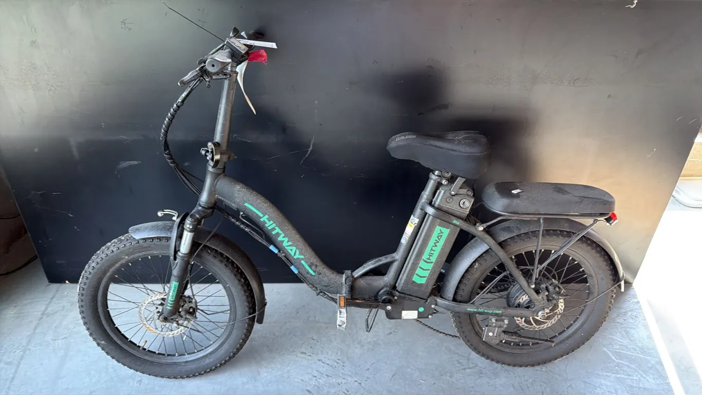 BLACK HITWAY 7-SPEED FOLDABLE STEP-THROUGH BLACK COMPACT COMMUTER E-BIKE