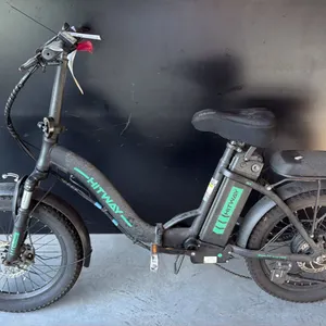 BLACK HITWAY 7-SPEED FOLDABLE STEP-THROUGH BLACK COMPACT COMMUTER E-BIKE