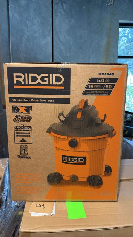 RIDGID HD1640 5.0 PEAK HP 60-LITRE INDUSTRIAL WET DRY VACUUM UNIT BLACK ORANGE HOUSING *IN BOX