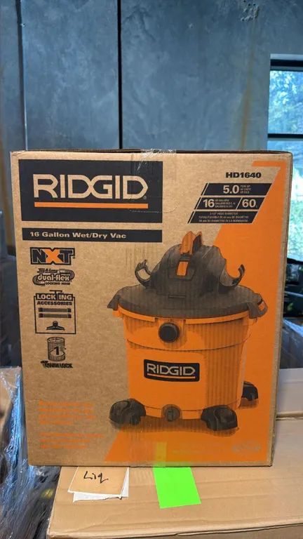 RIDGID HD1640 5.0 PEAK HP 60-LITRE INDUSTRIAL WET DRY VACUUM UNIT BLACK ORANGE HOUSING *IN BOX
