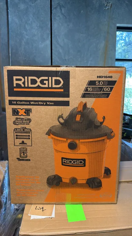 RIDGID HD1640 5.0 PEAK HP 60-LITRE INDUSTRIAL WET DRY VACUUM UNIT BLACK ORANGE HOUSING *IN BOX
