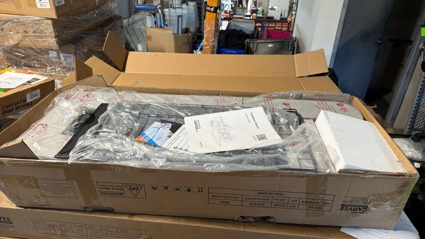 GARVEE QUEEN SIZE UPHOLSTERED PLATFORM BED FRAME DARK GREY 4 STORAGE DRAWERS HEADBOARD *IN BOX