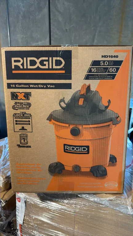 RIDGID HD1640 5.0 PEAK HP 60-LITRE INDUSTRIAL WET DRY VACUUM UNIT BLACK ORANGE HOUSING *IN BOX