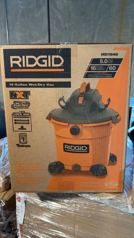 RIDGID HD1640 5.0 PEAK HP 60-LITRE INDUSTRIAL WET DRY VACUUM UNIT BLACK ORANGE HOUSING *IN BOX