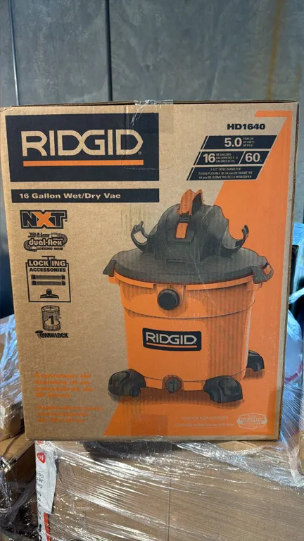 RIDGID HD1640 5.0 PEAK HP 60-LITRE INDUSTRIAL WET DRY VACUUM UNIT BLACK ORANGE HOUSING *IN BOX