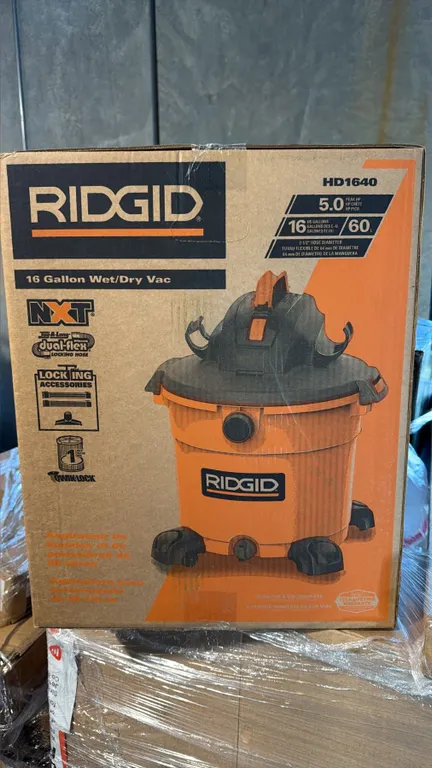 RIDGID HD1640 5.0 PEAK HP 60-LITRE INDUSTRIAL WET DRY VACUUM UNIT BLACK ORANGE HOUSING *IN BOX