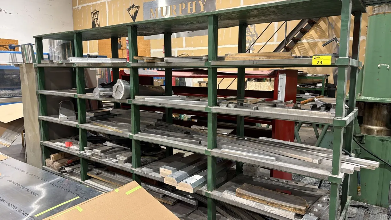 5-TIER STEEL SHELVING UNIT WITH ASSORTED STEEL, ALUMINUM & RUBBER CONTENTS *MUST TAKE ALL*