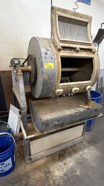 INDUSTRIAL ROTARY BARREL TUMBLER APPROX 45IN X 48IN X 67IN