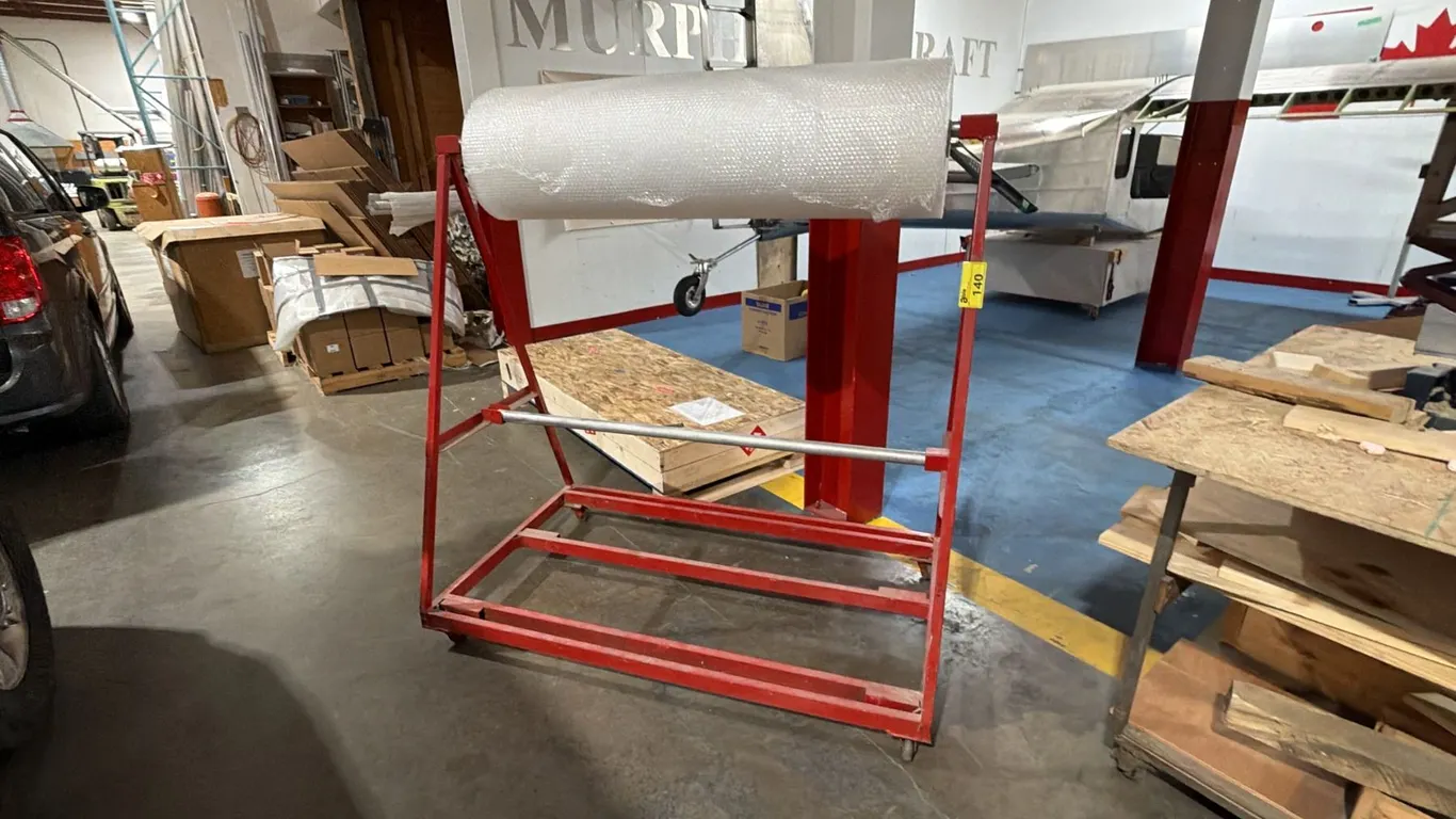 PORTABLE STEEL 2-TIER PACKAGING BUBBLE WRAP ROLLER CART