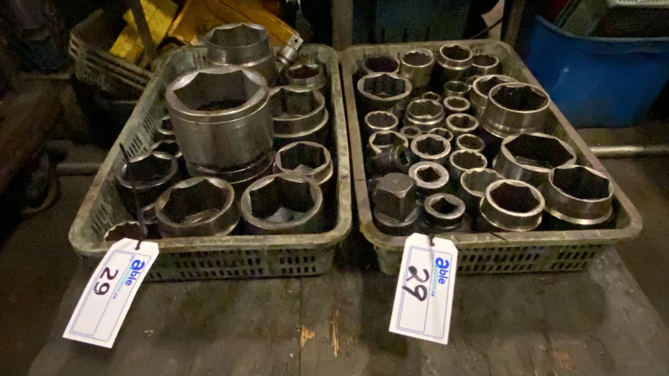 2 BASKETS FULL OF ASSORTED LARGE SIZE SOCKETS