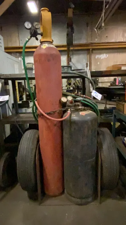 OXY-ACETYLENE WELDING SET - INCLUDES CART, TORCH, HOSE-LINE AND GAUGES