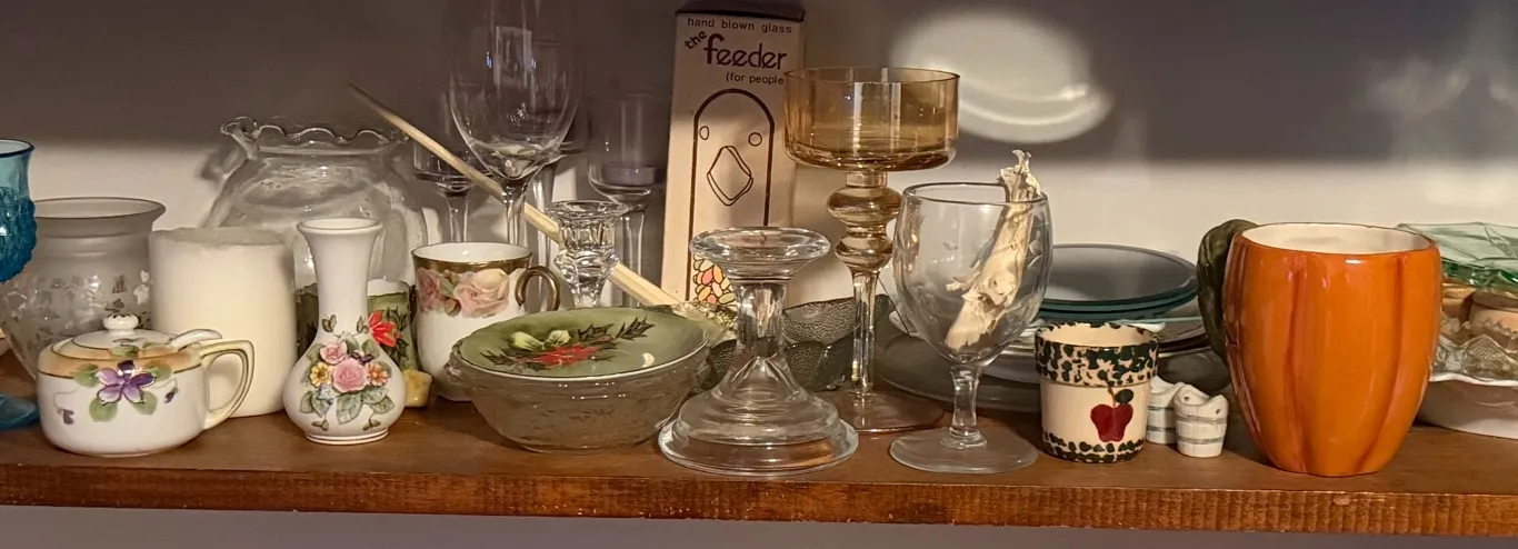 Glassware, Floral China & Serving Dishes Lot