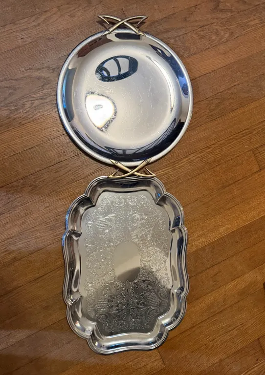 Pair of Silver-Tone Serving Trays