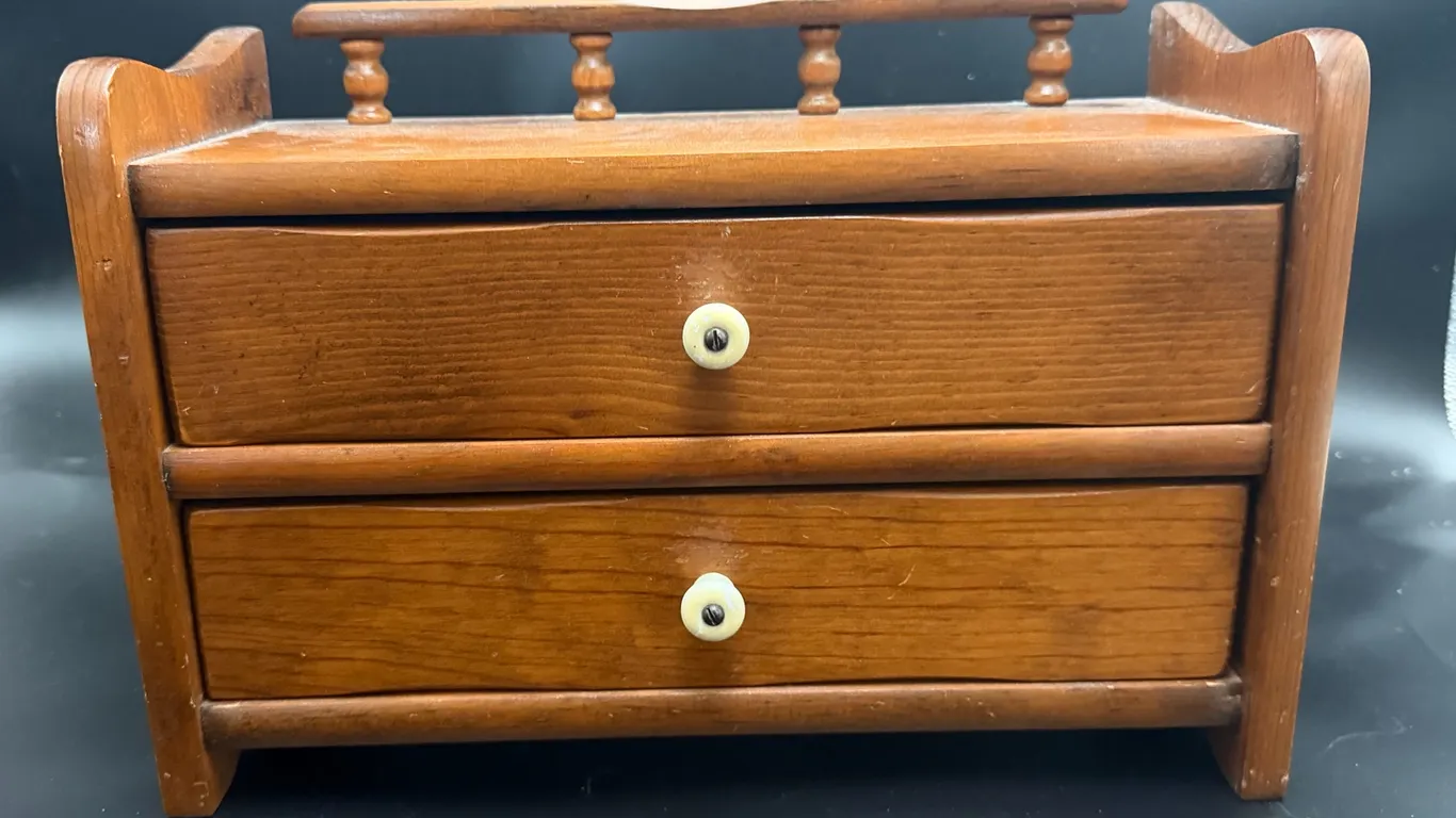 Wooden Two-Drawer Tabletop Chest