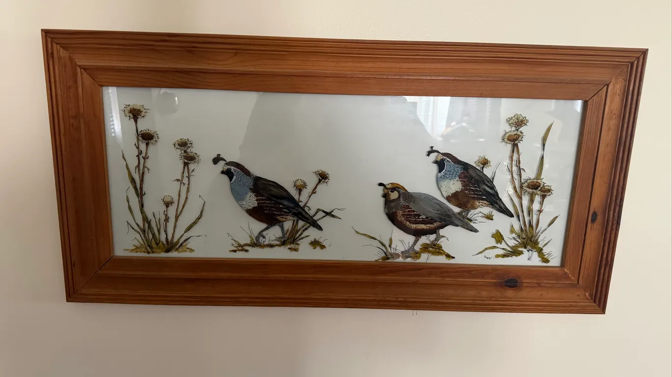 Framed Quail & Wildflower Wall Art