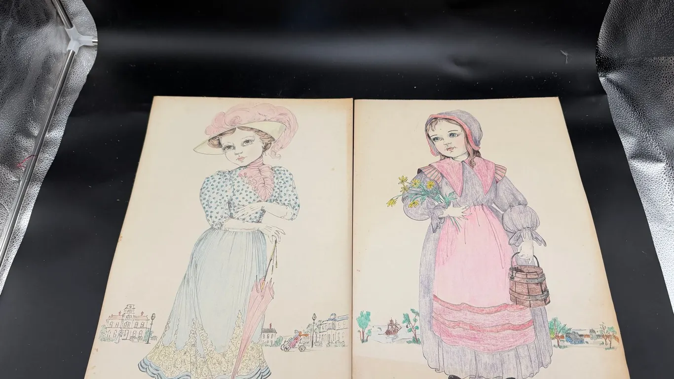Gibson Girl & Pilgrim Lass Artwork Pair