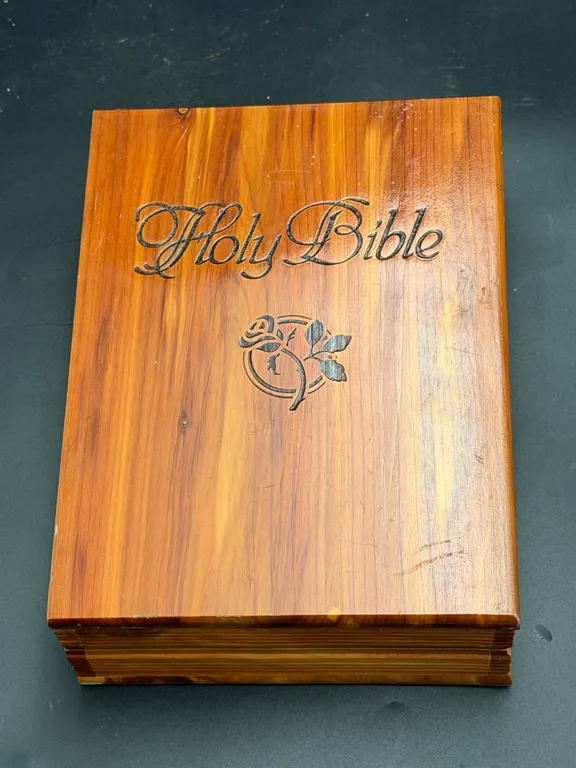 Holy Bible with Wooden Presentation Box