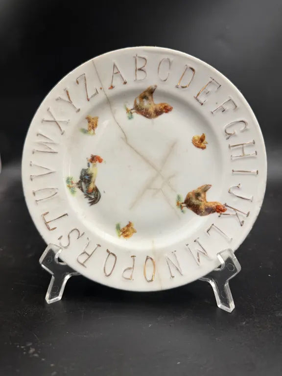 German Alphabet Plate with Chickens