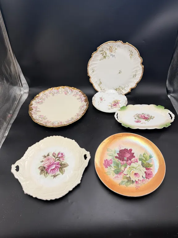 Floral Plates & Handled Serving Dishes Lot