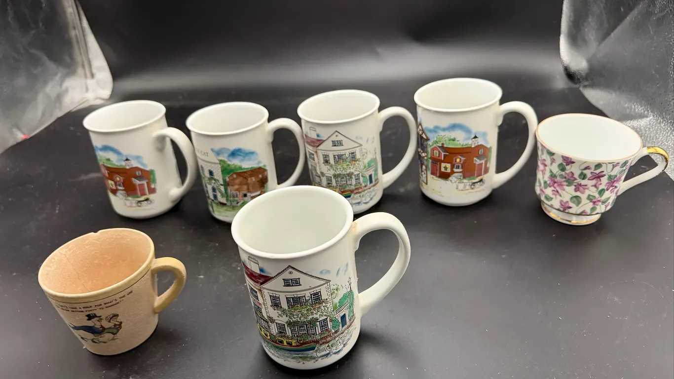 Village Scene Mugs & Assorted Cups Lot