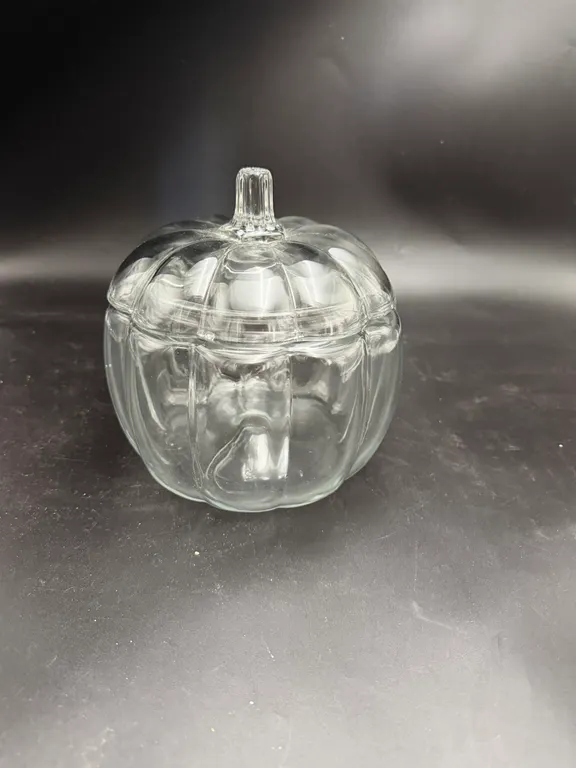 Clear Glass Pumpkin Covered Candy Dish