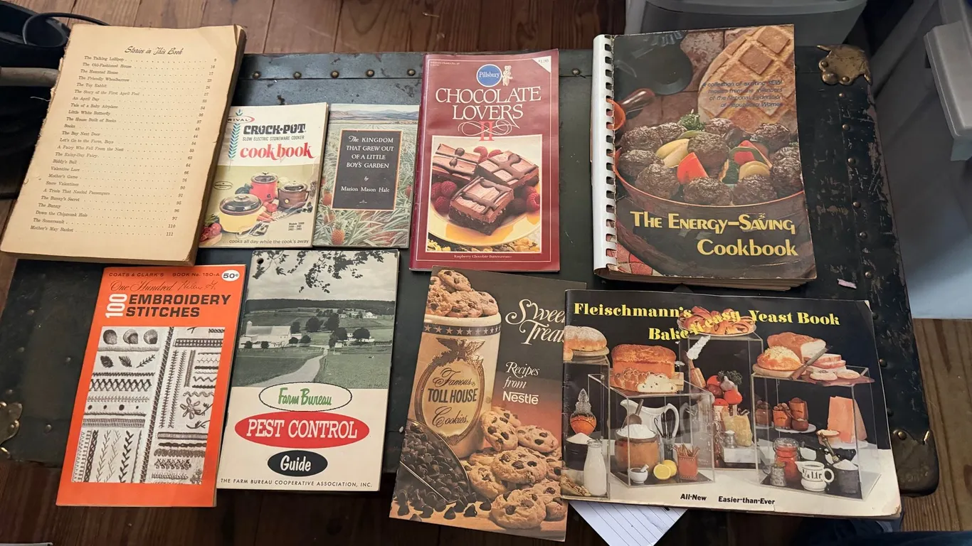 Vintage Cookbooks, Embroidery & Garden Book Lot