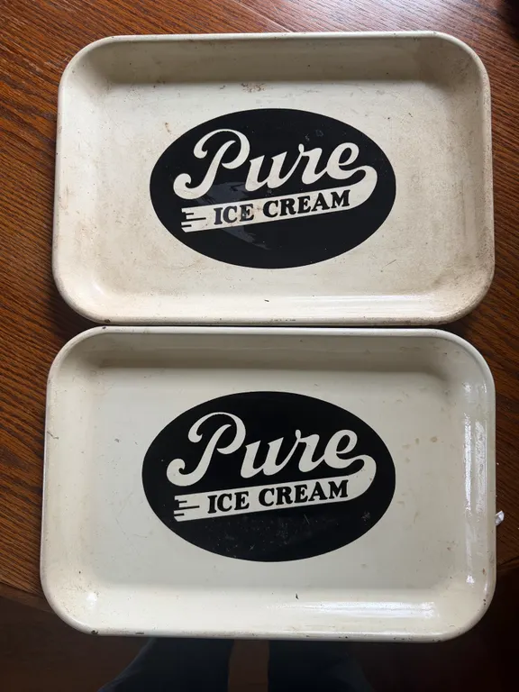 Pair of Pure Ice Cream Metal Advertising Trays