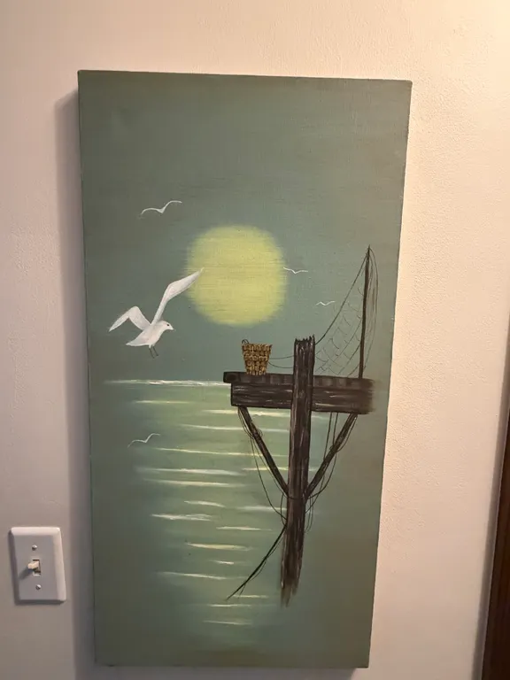 Original Coastal Seagull Painting on Canvas