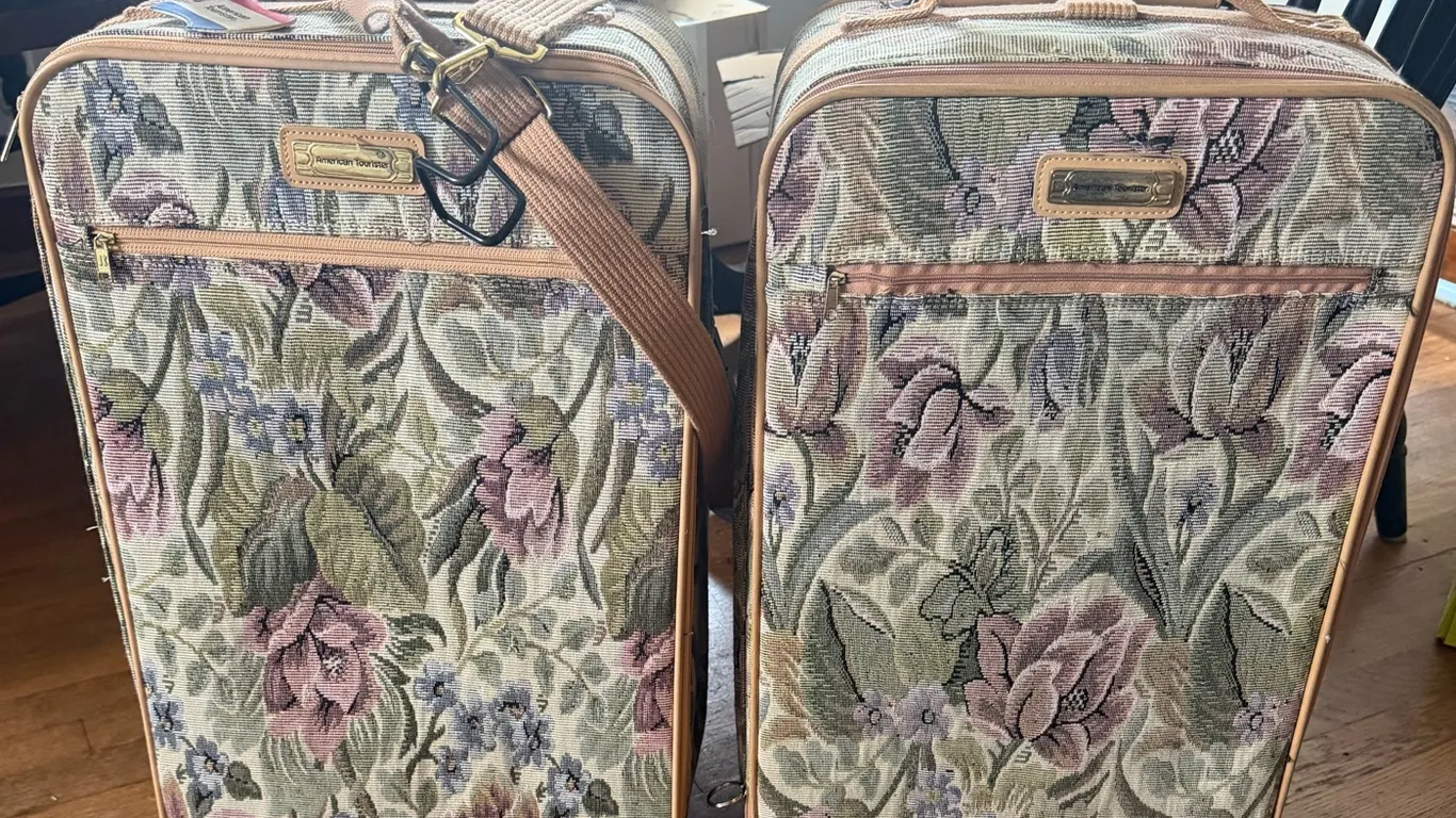 American Tourister Floral Tapestry Luggage Pair