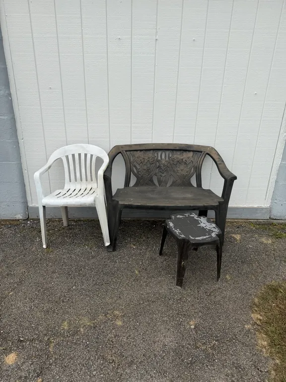 Patio Bench, Chair & Small Table Lot