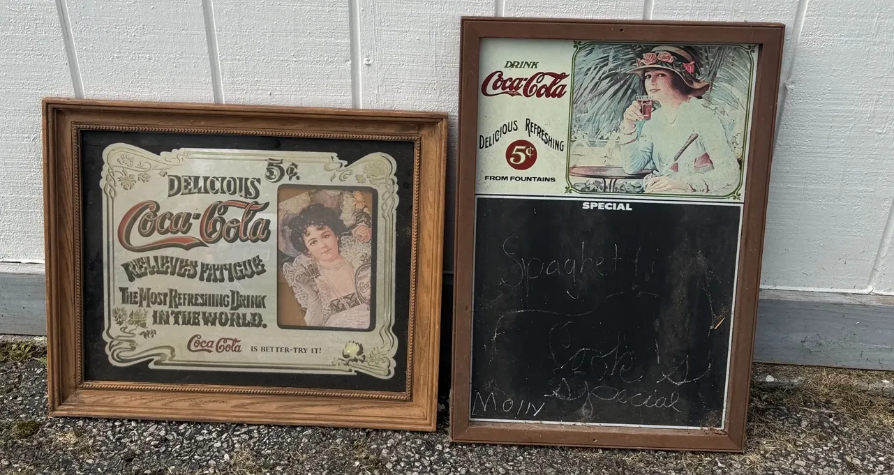 Coca-Cola Framed Advertising & Chalkboard Lot