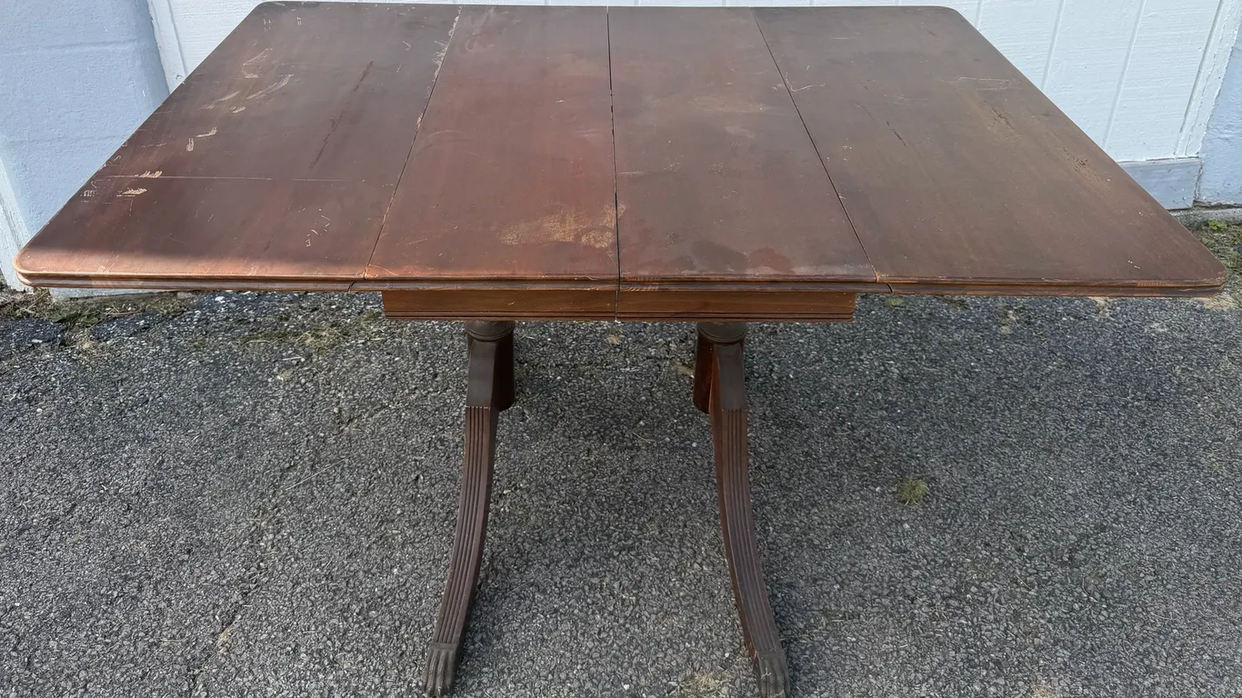 Vintage Drop-Leaf Pedestal Table with Claw Feet