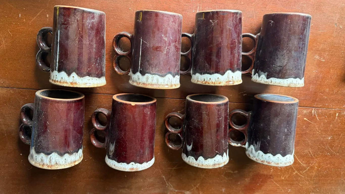 Brown Drip-Glaze Mug Lot – 8 Pieces